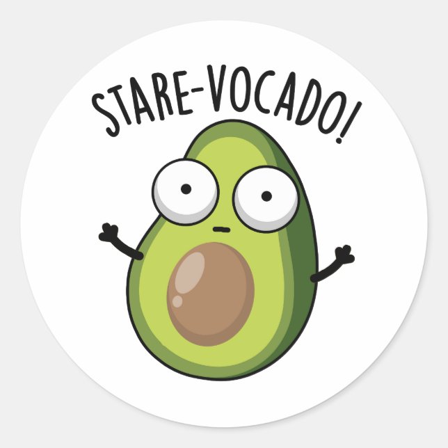Stare-vocado Funny Avocado Pun Runder Aufkleber (Vorderseite)