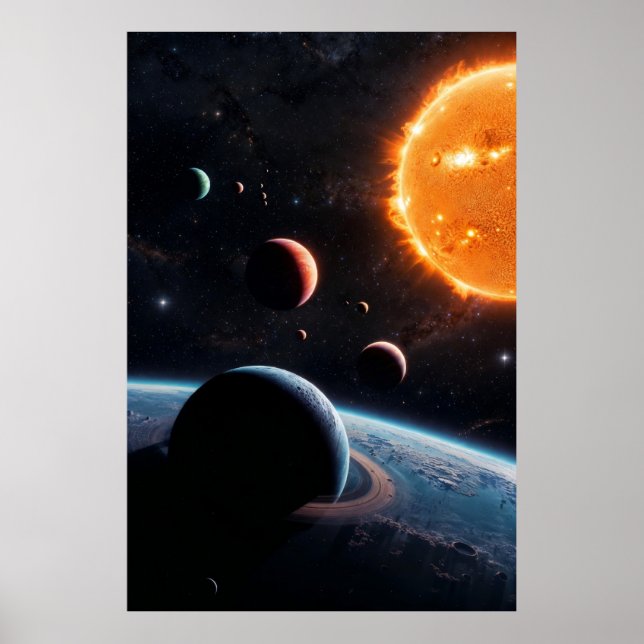 Starfire Horizon – Planetary Alignment Over a Ring Poster (Vorne)