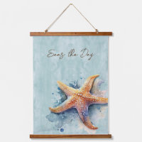Starfish "4" Beach Theme Wood Topped Wall Tapestor