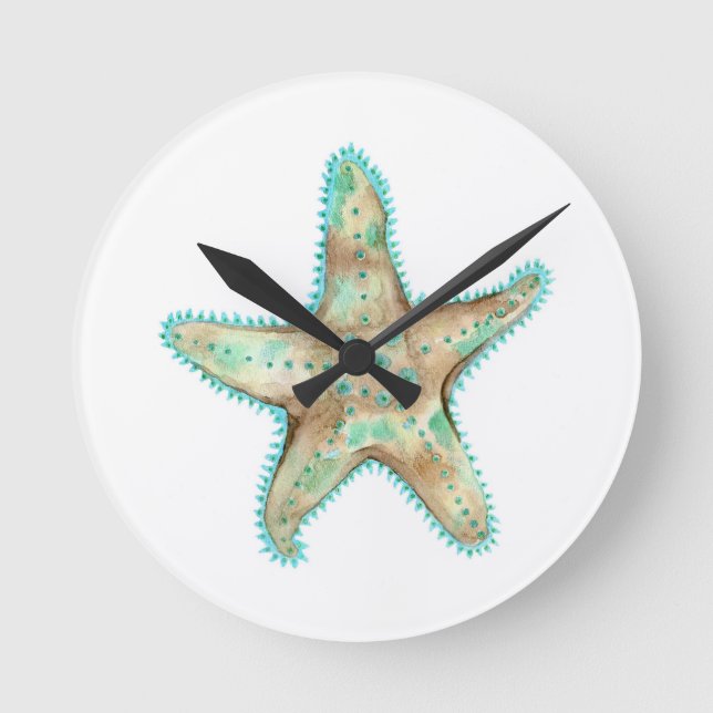 Starfish Acrylklemme Runde Wanduhr (Vorderseite)
