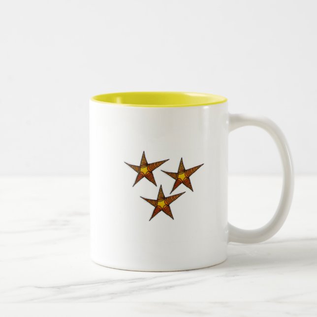 Starfish am Sandstrand Sommerkunst Zweifarbige Tasse (Rechts)
