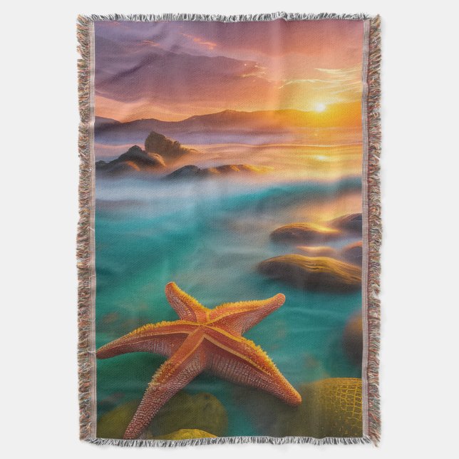 Starfish am Strand bei Sunrise Decke (Vorderseite Vertikal)