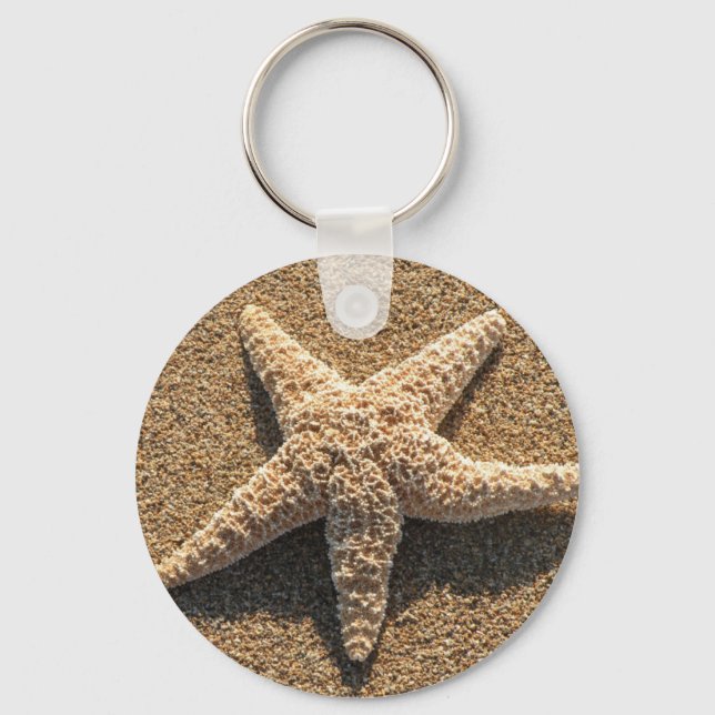 Starfish am Strand Schlüsselanhänger (Vorderseite)