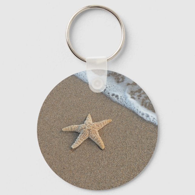 Starfish am Strand Schlüsselanhänger (Vorderseite)
