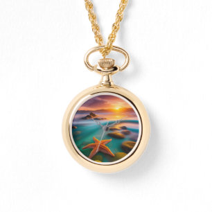 Starfish am Strand von Dawn Armbanduhr