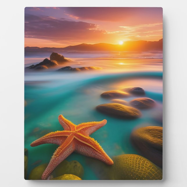 Starfish am Strand von Dawn Fotoplatte (Vorderseite)