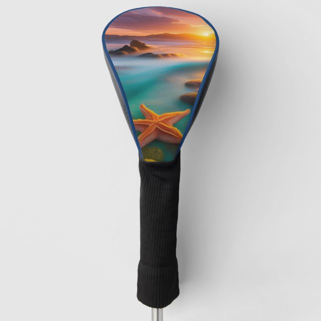 Starfish am Strand von Dawn Golf Headcover (Vorderseite)