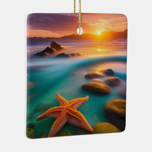 Starfish am Strand von Dawn Keramikornament
