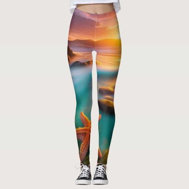 Starfish am Strand von Dawn Leggings (Vorderseite)