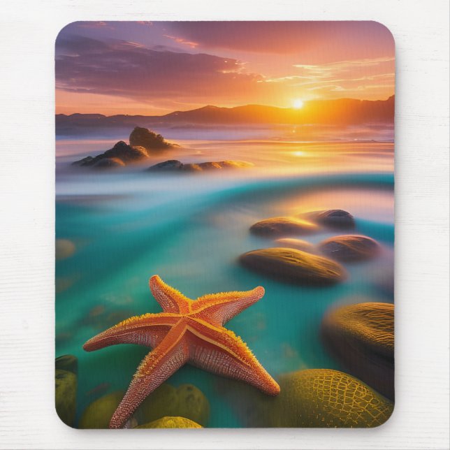Starfish am Strand von Dawn Mousepad (Vorne)