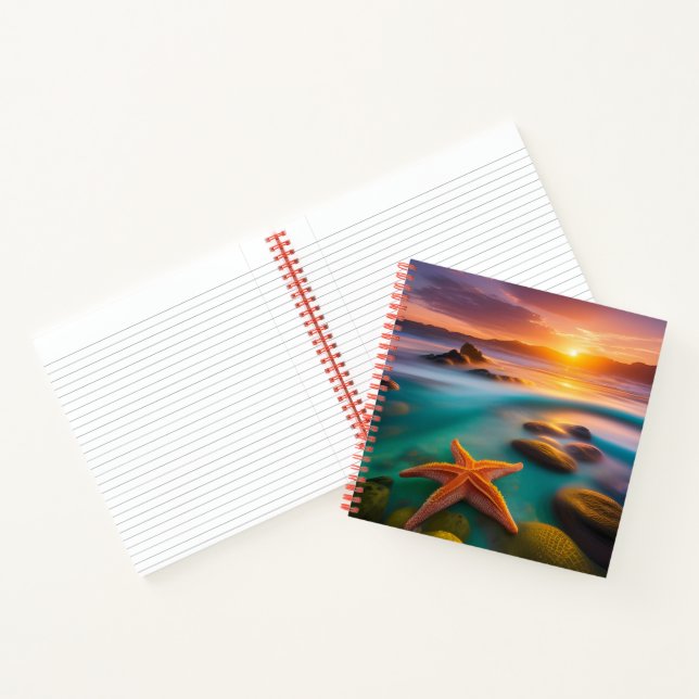 Starfish am Strand von Dawn Notizbuch (Innenseite)