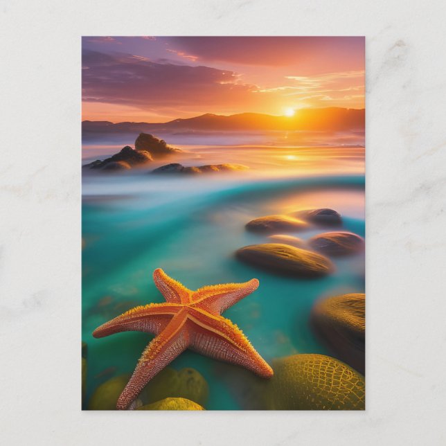 Starfish am Strand von Dawn Postkarte (Vorderseite)
