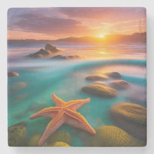 Starfish am Strand von Dawn Steinuntersetzer