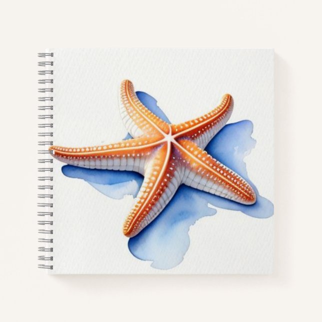 Starfish and Blue Silhouette Notizbuch (Vorderseite)