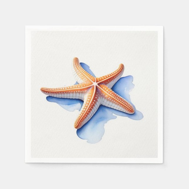 Starfish and Blue SIlhouette Serviette (Vorderseite)