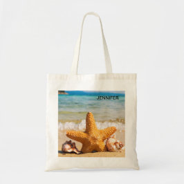 Starfish and Seashells am Strand Personalisiert Tragetasche