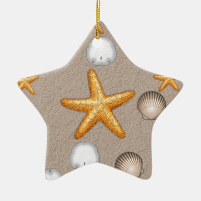 Starfish and Seashells Beach Themengeschenke Keramik Ornament (Vorne)
