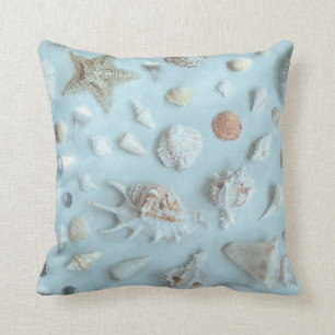 Starfish and Seashells Coastells Foto Blue Kissen