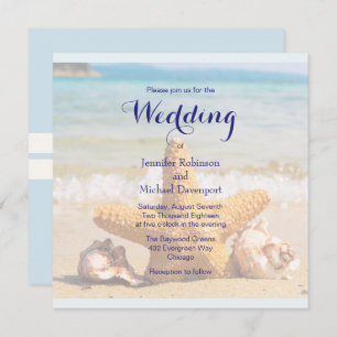 Starfish and Seashells on Beach Wedite Einladung