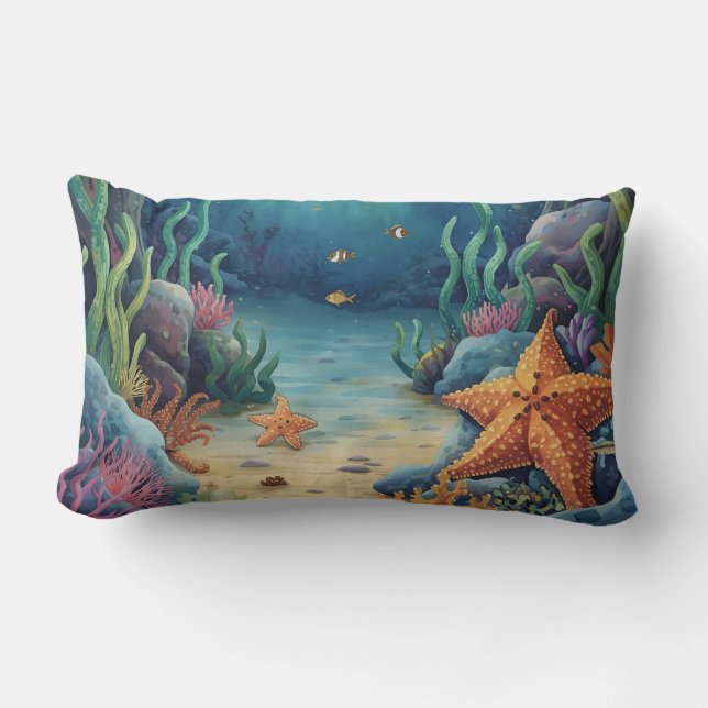 Starfish and Tropical Sea Life Lendenkissen (Vorderseite)
