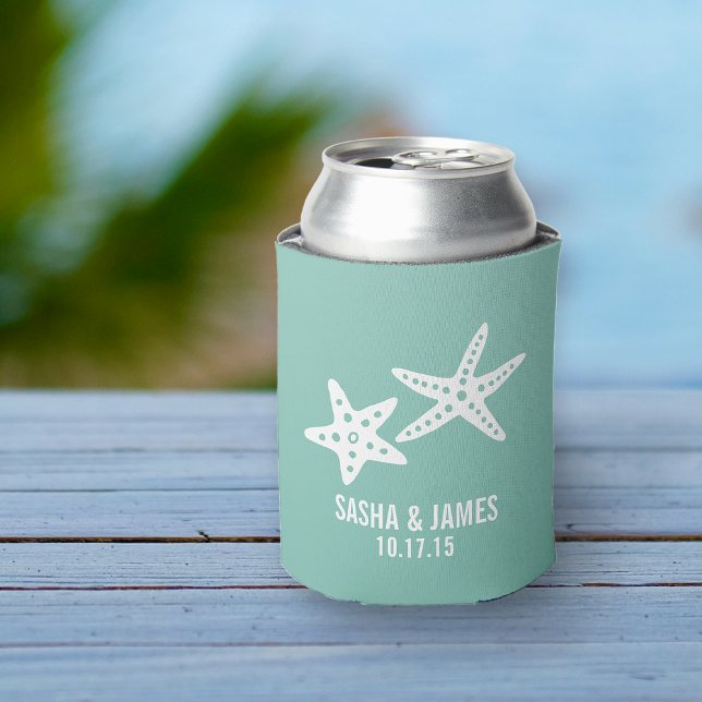 Starfish Aqua Personalisierte Gastgeschenk Hochzei Dosenkühler (Von Creator hochgeladen)