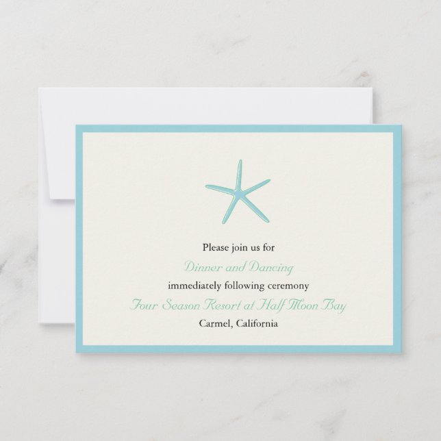 Starfish Aquamarine Hochzeitskarten Einladung (Vorderseite)