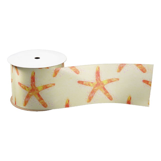 Starfish Aquarellmuster Satinband (Spule)