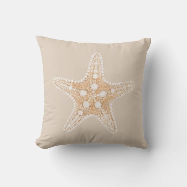 Starfish auf beige pastellfarbene hellbraun kissen (Vorderseite)