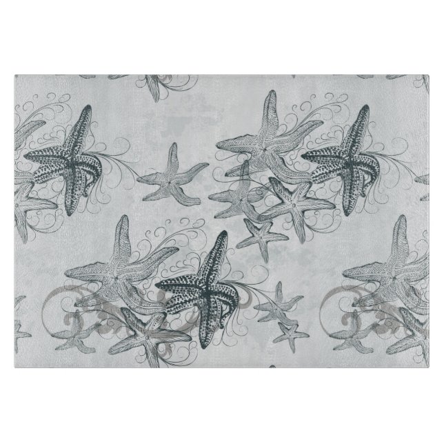 Starfish auf dem Seemuster Schneidebrett (Vorderseite)