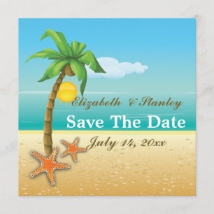 Starfish auf der Hochzeit am Strand Save the Date