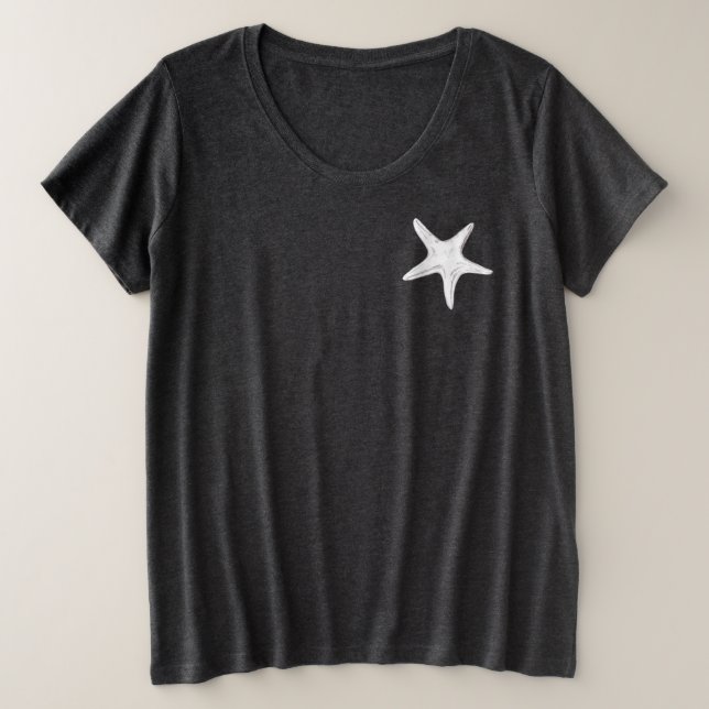 Starfish auf der Vorderseite/CT-Logo hinten Große Größe T-Shirt (Design vorne)