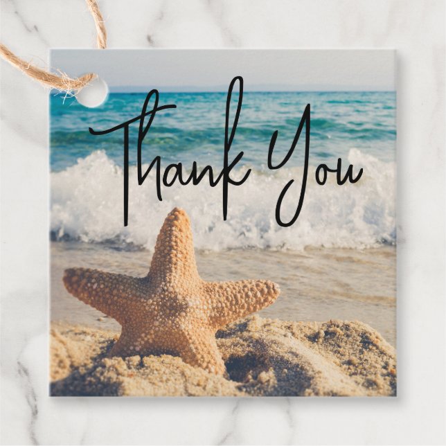 Starfish auf einem Sandy Beach Foto Geschenkanhänger (Vorderseite)