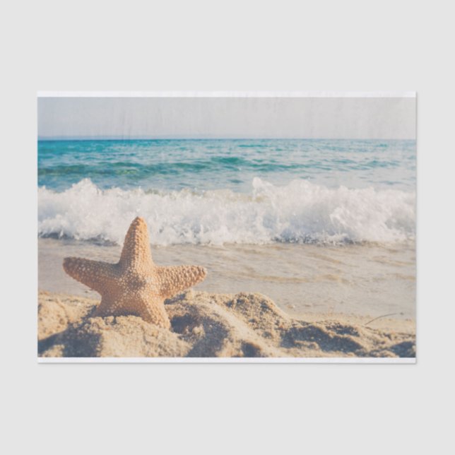 Starfish auf einem Sandy Beach Foto Seidenpapier (Vorderseite)