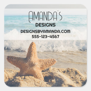 Starfish auf einem Sandy Beach Fotogeschäft Quadratischer Aufkleber