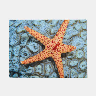 Starfish auf einer Koralle mit Polips Fußmatte
