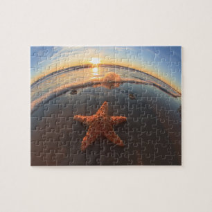 Starfish auf Strand am Sonnenuntergang Puzzle