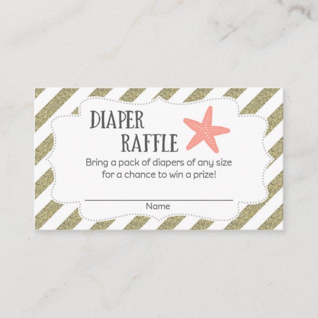 Starfish Babydusche Windeln Raffle Tickets Begleitkarte (Vorderseite)