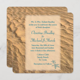 Starfish Beach Aquamarin und Sand Wedding Einladung