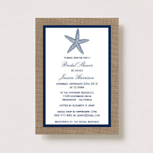Starfish Beach Burlap-Brautparty Einladung