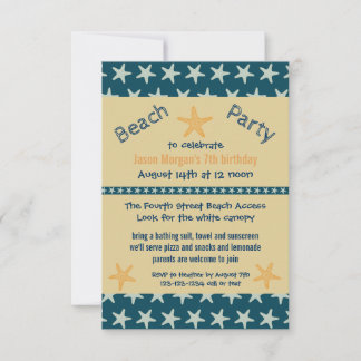 Starfish Beach - Einladung zur Geburtstagsparty 3x
