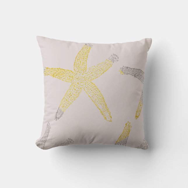 Starfish Beach Glitterie Gold Pink Gray Geschenk Kissen (Vorderseite)
