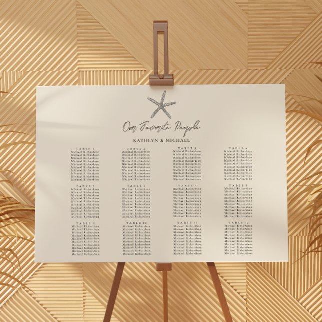 Starfish Beach Hochzeit 12 Tischkarten Poster (Von Creator hochgeladen)