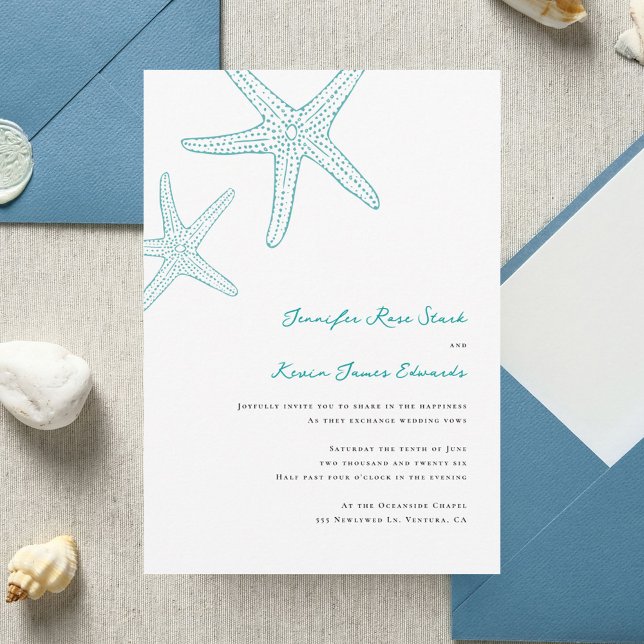 Starfish Beach Hochzeit Einladung (Von Creator hochgeladen)