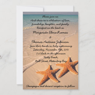 Starfish Beach Hochzeit Einladung oder Ankündigung