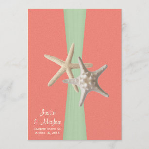Starfish Beach Hochzeit Muschel Coral Mint Einladung