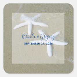 Starfish Beach Hochzeit Quadratischer Aufkleber