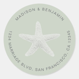 Starfish Beach Hochzeit Rücksendeadresse Green Runder Aufkleber