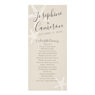 Starfish Beach Hochzeitsprogramm - Tan und White Werbekarte