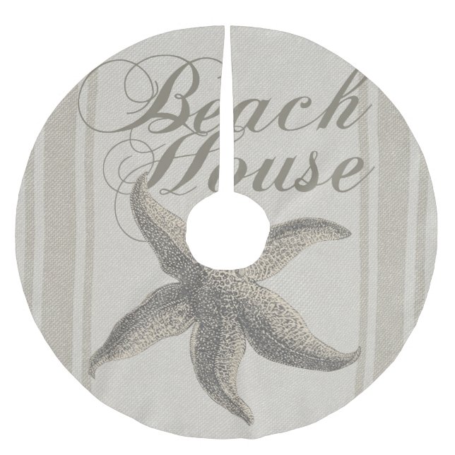 Starfish Beach House Küste Polyester Weihnachtsbaumdecke (Vorderseite)
