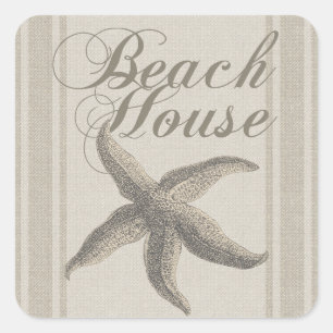 Starfish Beach House Küste Quadratischer Aufkleber